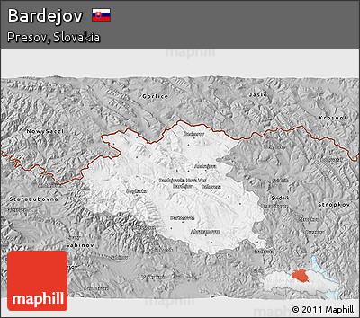 Gray 3D Map of Bardejov