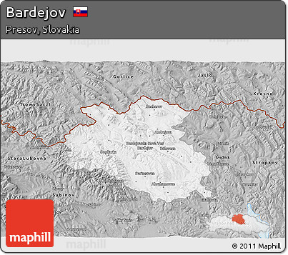 Gray 3D Map of Bardejov