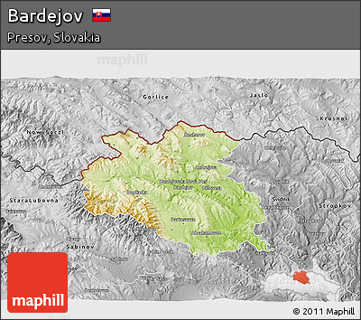 Physical 3D Map of Bardejov, desaturated