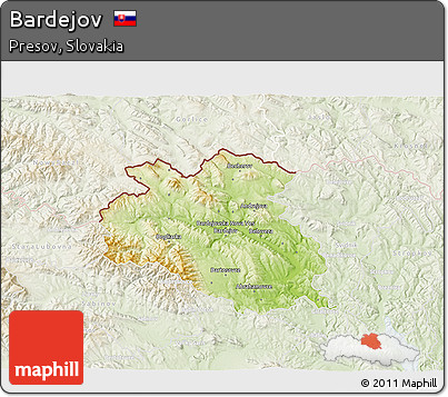 Physical 3D Map of Bardejov, lighten