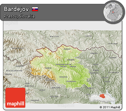 Physical 3D Map of Bardejov, semi-desaturated