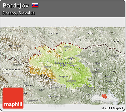 Physical 3D Map of Bardejov, semi-desaturated