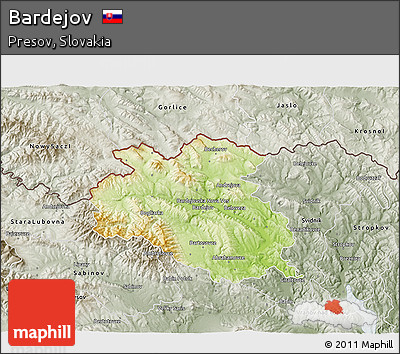 Physical 3D Map of Bardejov, semi-desaturated