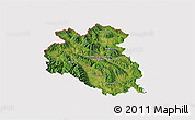 Satellite 3D Map of Bardejov, cropped outside