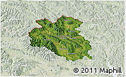 Satellite 3D Map of Bardejov, lighten