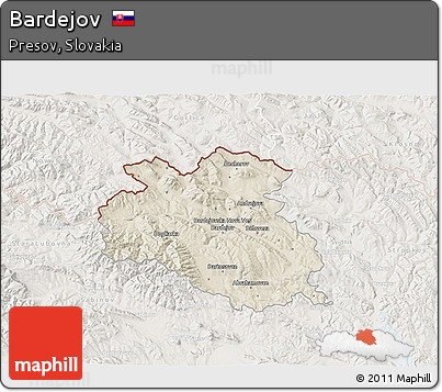 Shaded Relief 3D Map of Bardejov, lighten