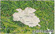 Shaded Relief 3D Map of Bardejov, satellite outside