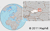Gray Location Map of Bardejov, highlighted country, within the entire country