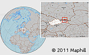 Gray Location Map of Bardejov, highlighted country, highlighted parent region, hill shading