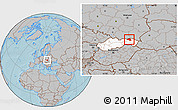 Gray Location Map of Bardejov, highlighted country, hill shading
