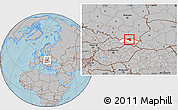 Gray Location Map of Bardejov, highlighted parent region, hill shading