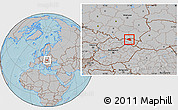 Gray Location Map of Bardejov, hill shading