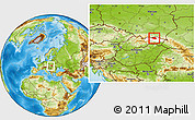 Physical Location Map of Bardejov, highlighted parent region, within the entire country