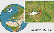 Satellite Location Map of Bardejov, highlighted country, highlighted parent region
