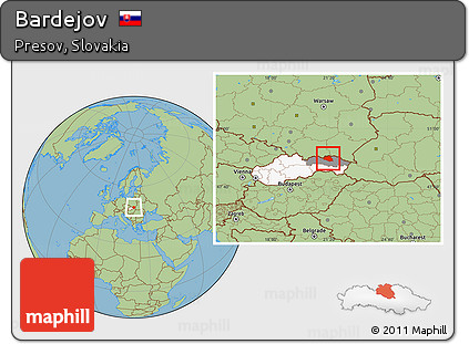Savanna Style Location Map of Bardejov, highlighted country, highlighted parent region