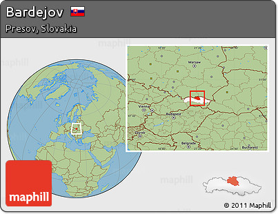 Savanna Style Location Map of Bardejov, highlighted parent region