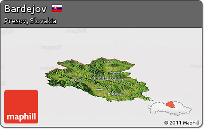Satellite Panoramic Map of Bardejov, cropped outside