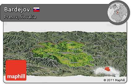 Satellite Panoramic Map of Bardejov, semi-desaturated