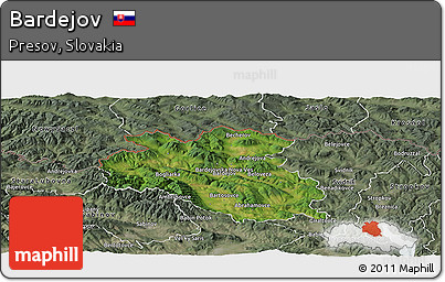 Satellite Panoramic Map of Bardejov, semi-desaturated