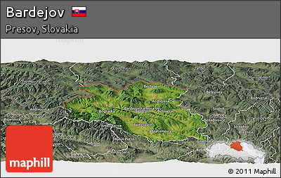 Satellite Panoramic Map of Bardejov, semi-desaturated