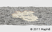 Shaded Relief Panoramic Map of Bardejov, darken, semi-desaturated