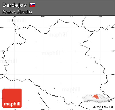 Blank Simple Map of Bardejov, no labels