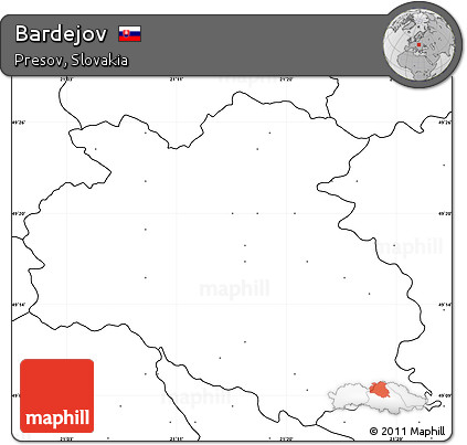 Blank Simple Map of Bardejov, no labels