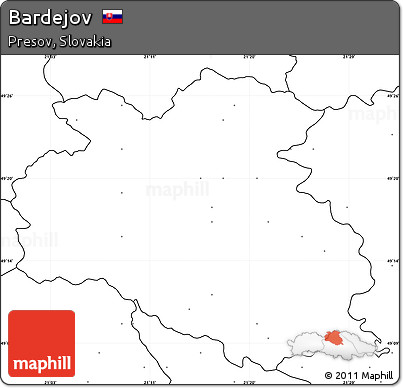Blank Simple Map of Bardejov, no labels