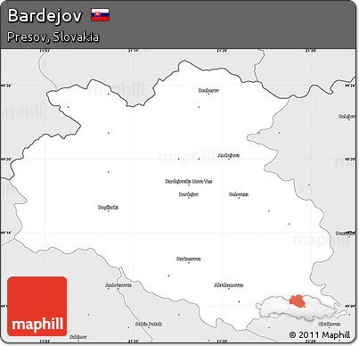 Silver Style Simple Map of Bardejov