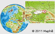 Physical Location Map of Vranov nad Toplou, highlighted country, within the entire country