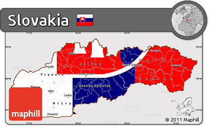 Flag Simple Map of Slovakia, flag aligned to the middle