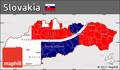 Flag Simple Map of Slovakia, flag aligned to the middle