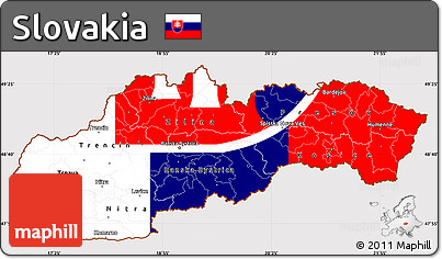 Flag Simple Map of Slovakia, flag aligned to the middle
