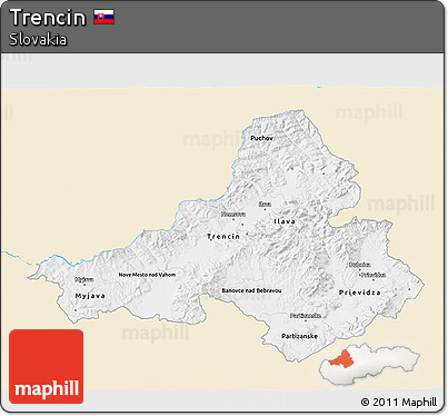 Classic Style 3D Map of Trencin, single color outside