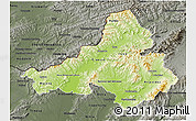 Physical 3D Map of Trencin, darken, semi-desaturated