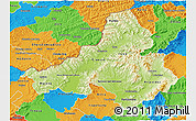 Physical 3D Map of Trencin, political outside
