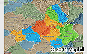 Political 3D Map of Trencin, semi-desaturated