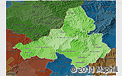 Political Shades 3D Map of Trencin, darken