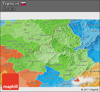 Political Shades 3D Map of Trencin