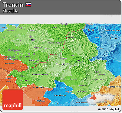 Political Shades 3D Map of Trencin