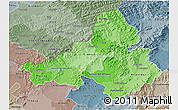 Political Shades 3D Map of Trencin, semi-desaturated