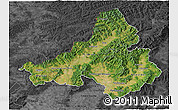 Satellite 3D Map of Trencin, darken, desaturated