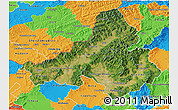 Satellite 3D Map of Trencin, political outside