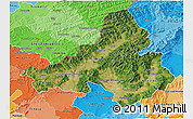 Satellite 3D Map of Trencin, political shades outside