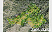 Satellite 3D Map of Trencin, semi-desaturated