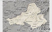 Shaded Relief 3D Map of Trencin, darken, semi-desaturated