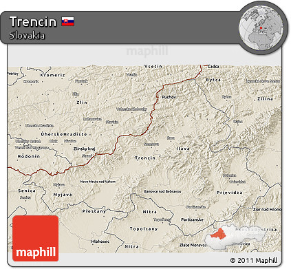 Shaded Relief 3D Map of Trencin