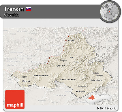 Shaded Relief 3D Map of Trencin, lighten