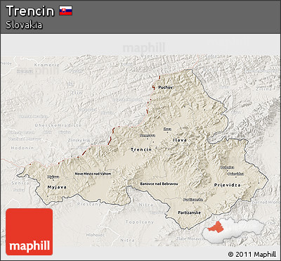 Shaded Relief 3D Map of Trencin, lighten