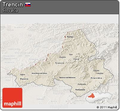 Shaded Relief 3D Map of Trencin, lighten